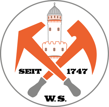 Wappen Wilhelm Sadtler, gekreuzte Dachdeckerhämmer, seit 1747